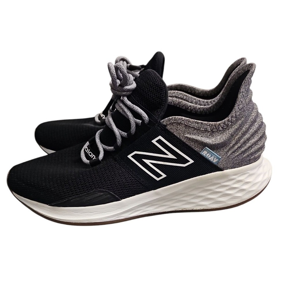 New Balance Fresh Foam Roav Running Shoes Black Gray Knit Men's 9 W 10.5 MROAVTK